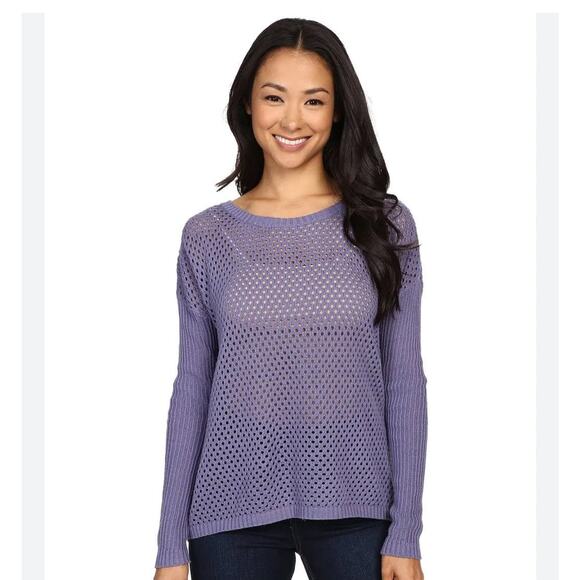 PrAna Women's Lavender Purple Open Knit Parker Sweater Spring Size Medium - Picture 1 of 10